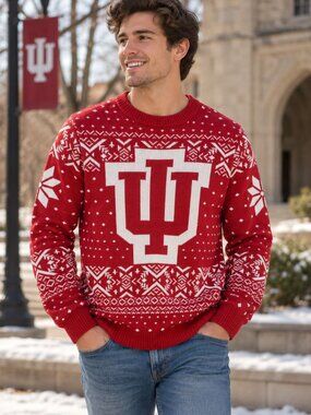 Campus Specialties Indiana Hoosiers Christmas Sweater Red IU Fair Isle Size L